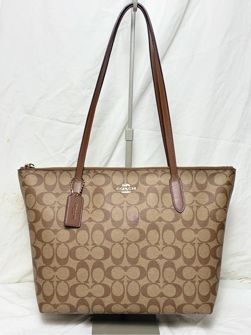 Coach Zip Top Tote #4455 | Signature Canvas Tote | Like New